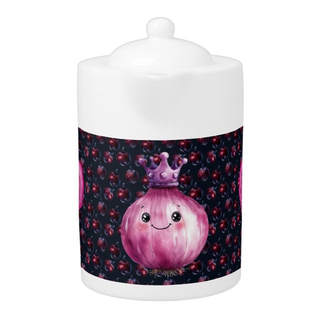  Loving Purple Onion Queen Porcelain Teapot (Front)
