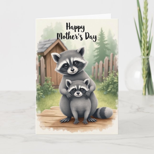 Loving Raccoon Mothers Day Card (Front)