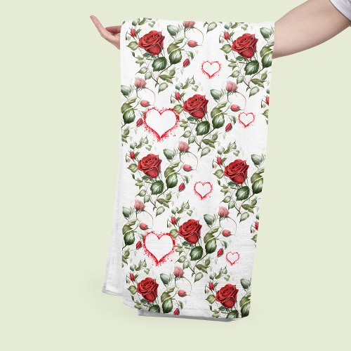 Loving Red Roses Bath Towel