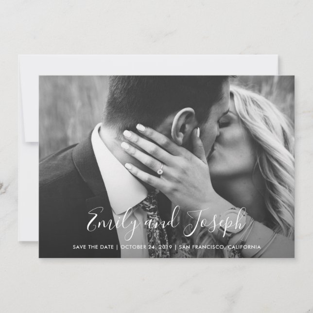 Loving Script | Save the Date with Names and Photo (Front)