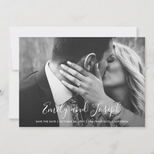 Loving Script  Save the Date with Names and Photo