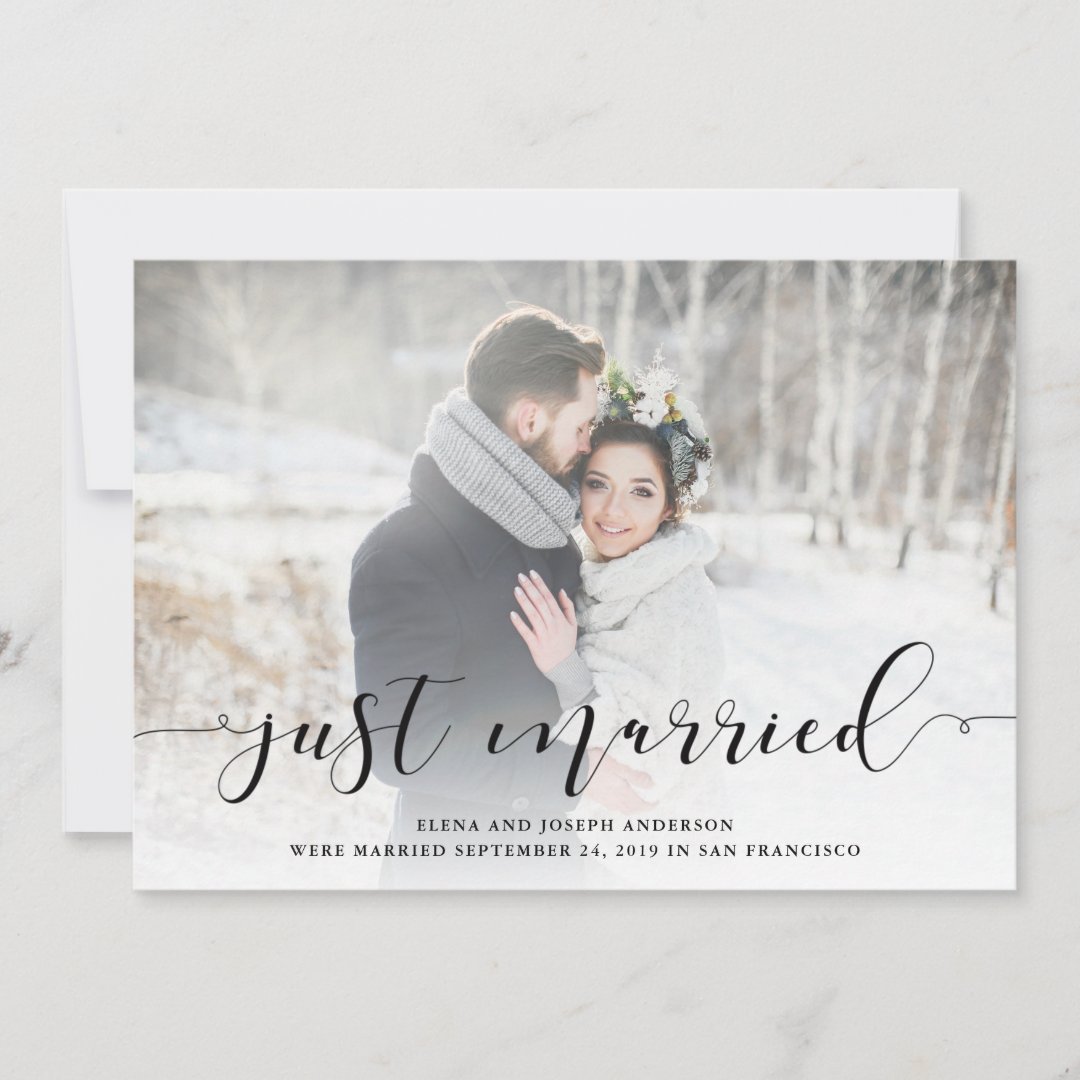 Loving Script Wedding Announcement with Photo | Zazzle