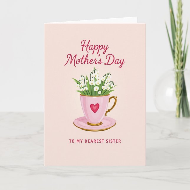 Loving Sisters Day Teacup Card (Front)