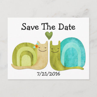 Loving Snails Wedding Save The Date Postcard