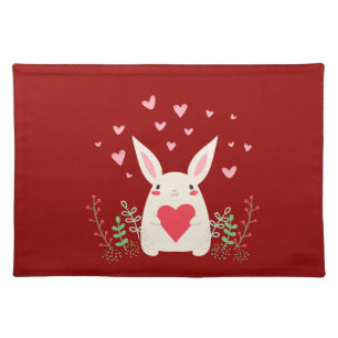 Loving Snuggly Kawaii Bunny Custom Cloth Placemat