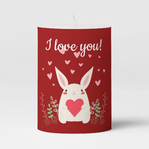 Loving Snuggly Kawaii Bunny Custom Pillar Candle