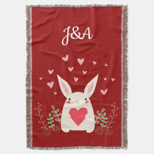 Loving Snuggly Kawaii Bunny Custom Throw Blanket