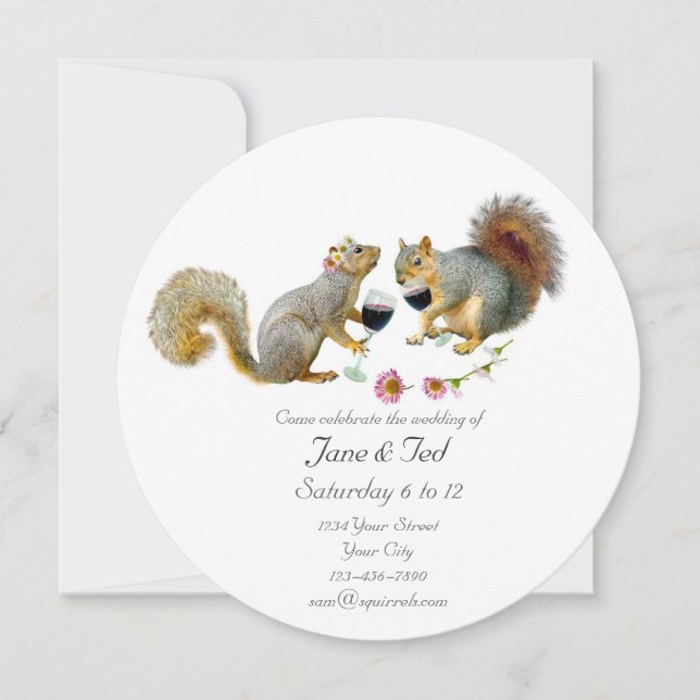 Loving Squirrels Wedding Invitation (Front)
