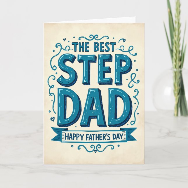 Loving Step Dads Day Wood Card (Front)
