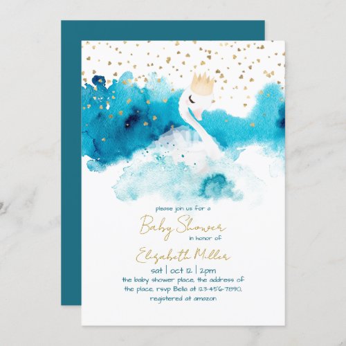 Loving Swan Gender Neutral Baby Shower Invitation