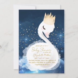 Loving Swan Inspiring Baby Girl Shower Invitation
