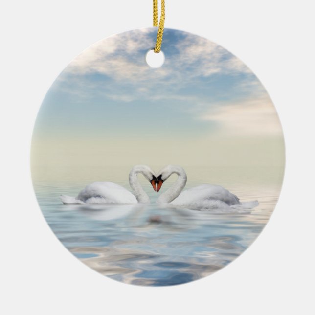 Loving swans ceramic ornament (Front)
