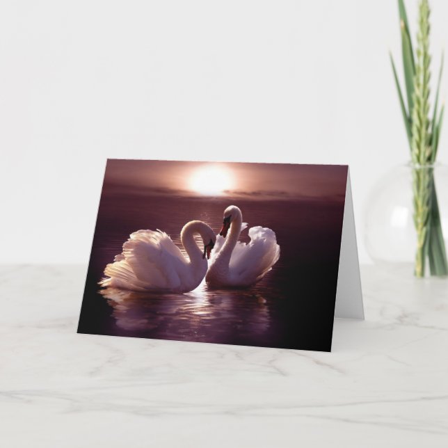 Loving Swans Forming a Heart Card (Front)