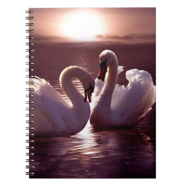 Loving Swans Forming a Heart Notebook (Front)
