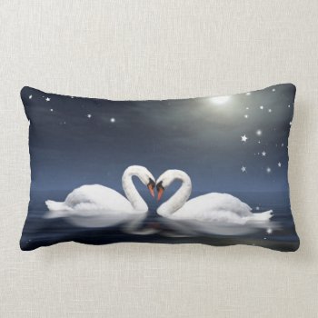 Loving Swans Lumbar Pillow by deemac1 at Zazzle