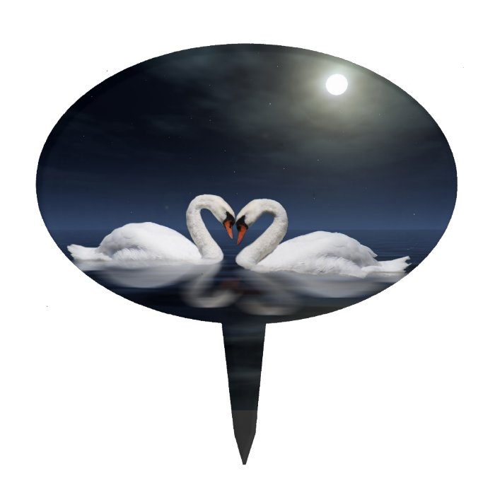 Loving swans oval cake topper