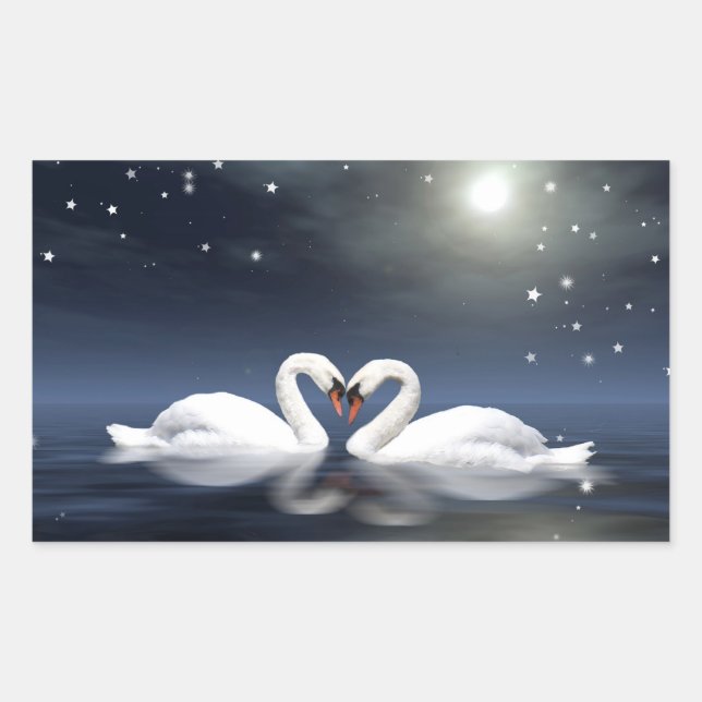 Loving swans rectangular sticker (Front)