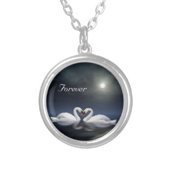 Loving Swans Silver Plated Necklace by deemac2 at Zazzle