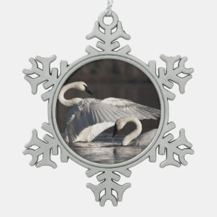 Loving Swans Snowflake Pewter Christmas Ornament