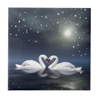Loving Swans Tile by deemac1 at Zazzle