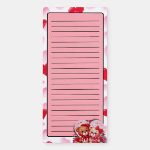 Loving Teddy Bear Couple Magnetic Notepad