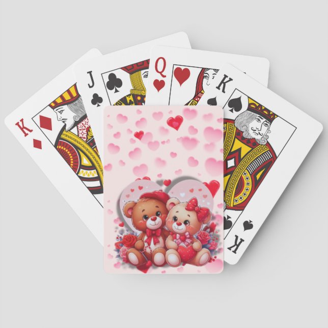 Loving Teddy Bear Couple Poker Cards (Back)