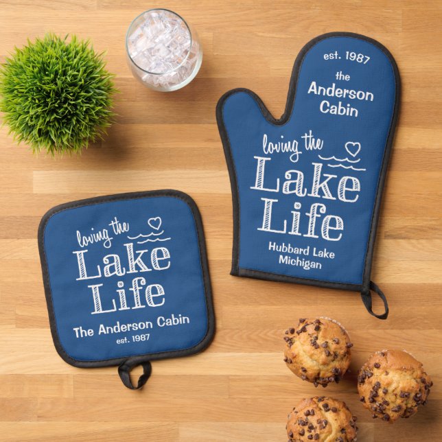 Loving the Lake Life Oven Mitt & Pot Holder Set (Top Down)