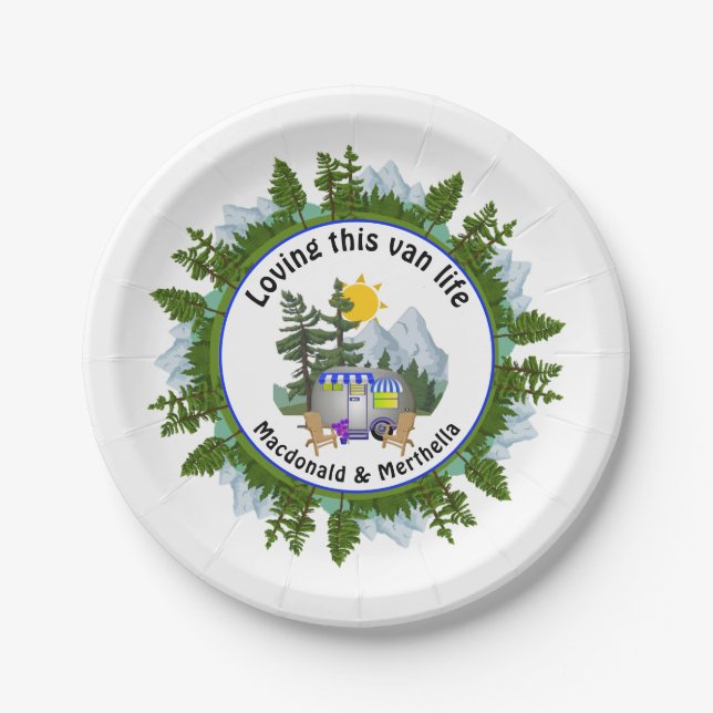 LOVING THIS VAN LIFE Personalized CARAVAN Camper Paper Plates (Front)