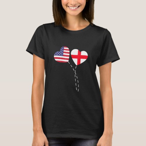 Loving Usa England Flag Heart English Americans Lo T_Shirt