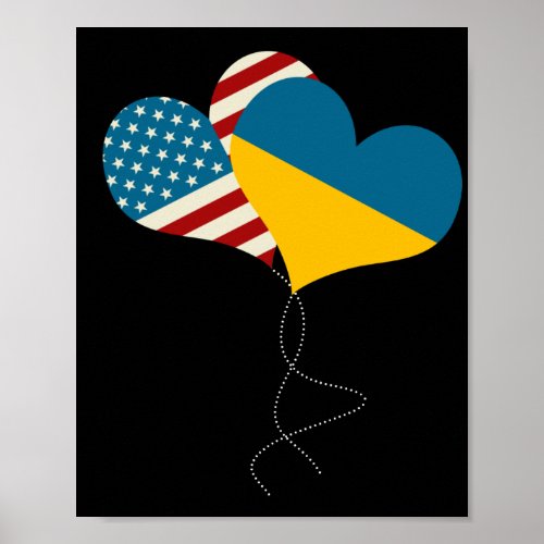Loving USA Ukraine Flag Heart Ukrainian Love Poster