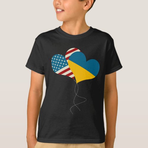 Loving USA Ukraine Flag Heart Ukrainian Love T_Shirt