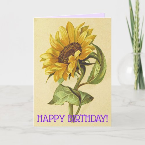 Loving Vintage Style Sunflower Birthday Card