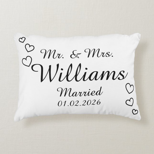 Loving Wedding Gift – Pillow with Heart Accents (Front)