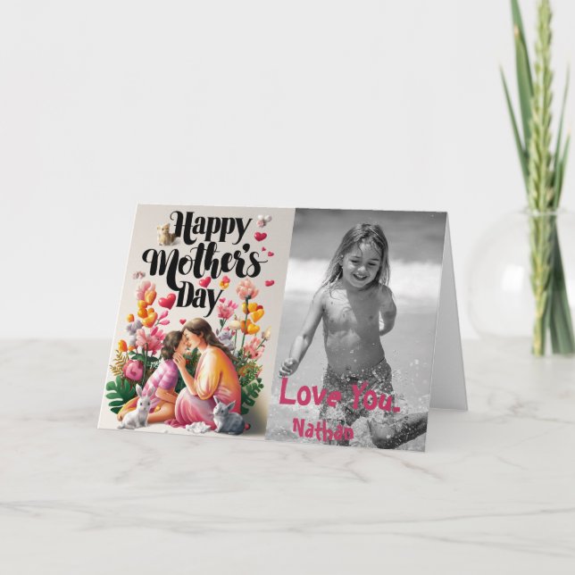 *~* Loving Whimsical Mother's Day Photo AP72 Mom Thank You Card (Front)