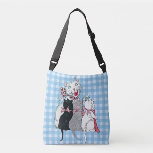 Loving White Mother Cat With Three Kittens Plaid Crossbody Bag