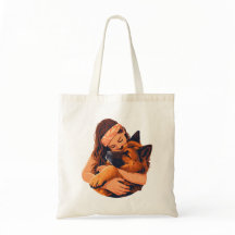 Loving Woman Hugging German Shepherd Dog