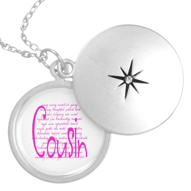 Loving Words for Cousin Silver Plated Necklace (Front)