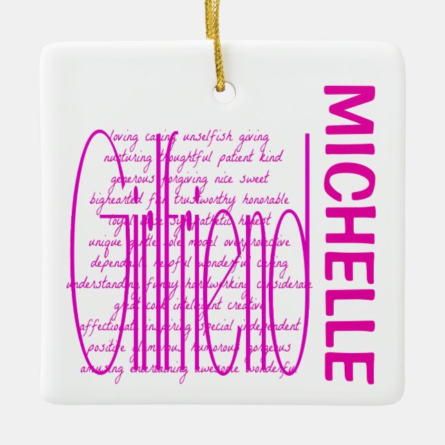 Loving Words for Girlfriend CUSTOM Ceramic Ornament (Front)