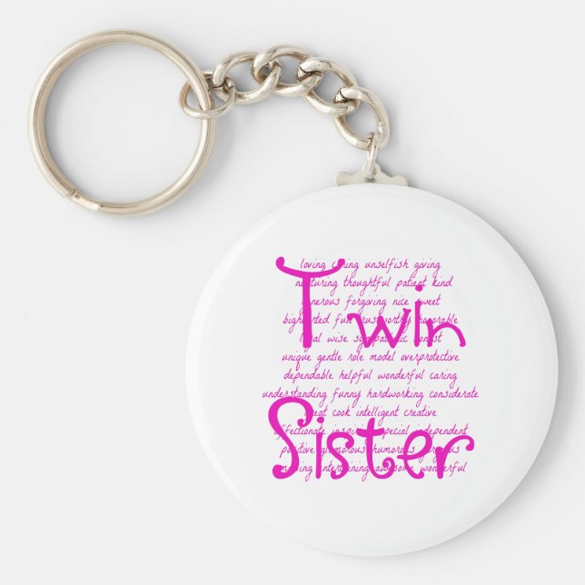 Loving Words for Twin Sister Keychain (Front)