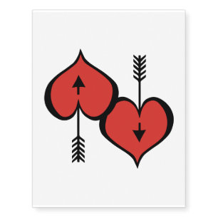 Loving You Heart red Temporary Tattoos