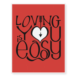 Loving You red white Temporary Tattoos