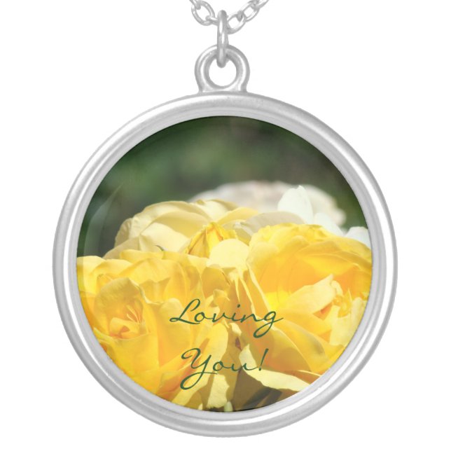 Loving You! Sterling Silver Necklace Yellow Roses (Front)