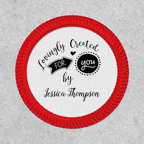 Lovingly Created For You by Name Label Black White Patch