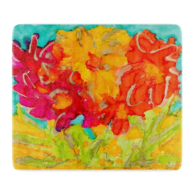 Lovitude Peaceful Paradise Glass Cutting Board (Front)