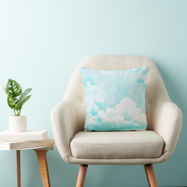 Lovley Sky Clouds - Seamless Pattern 5 Throw Pillow (Chair)