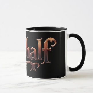 Low and only black text mug