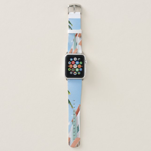 Low angle photo of white and orange concrete build apple watch band (Front)