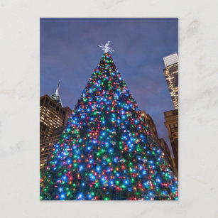Low angle view at illuminated Christmas tree Holiday Postcard