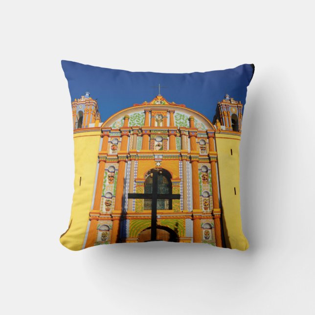 Low Angle View Of Yellow Ornate Church Throw Pillow (Front)