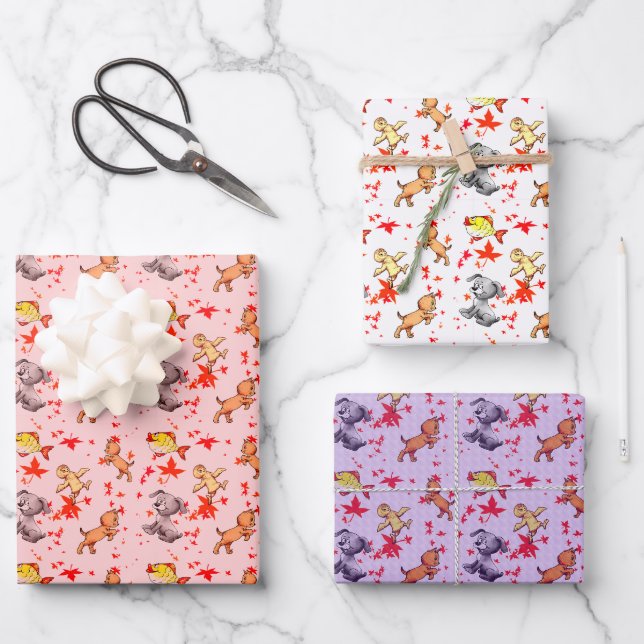 Low animal babies wrapping paper sheets (Front)